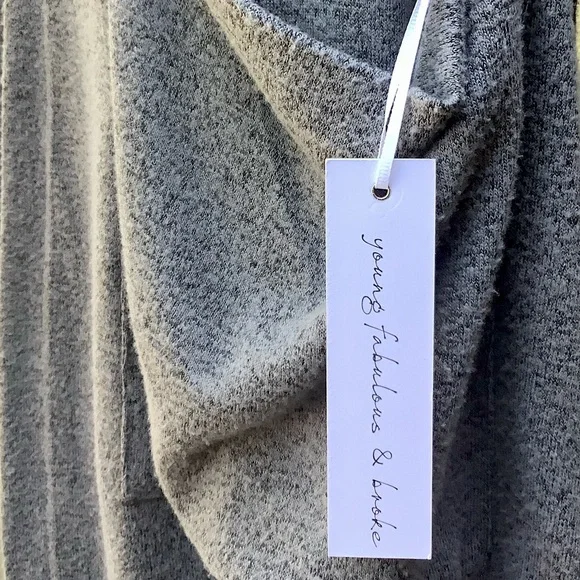 SOLD🏷NEW Young Fabulous & Broke Grey Hooded Open Front Cardigan, Small - Picture 9 of 9